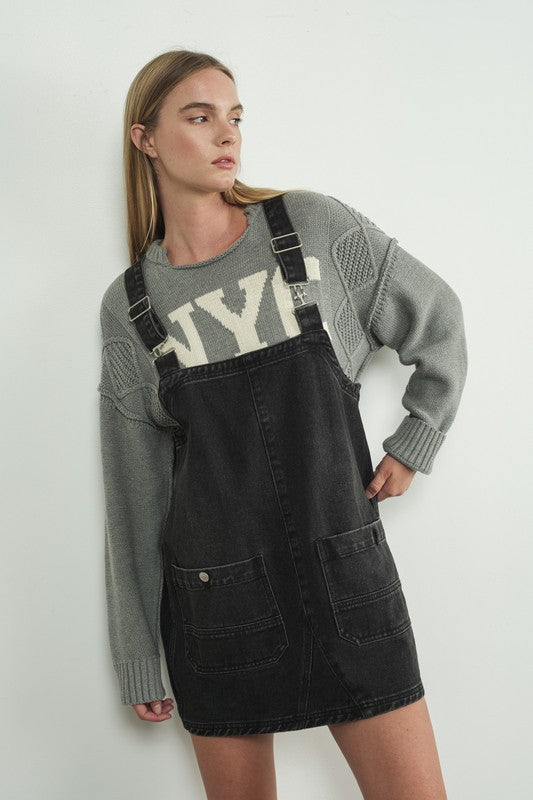 Denim Overall Mini Dress-dress- Hometown Style HTS, women's in store and online boutique located in Ingersoll, Ontario