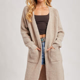 Longline Cardigan Sweater - Oatmeal-Sweaters and Cardigans- Hometown Style HTS, women's in store and online boutique located in Ingersoll, Ontario