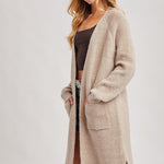 Longline Cardigan Sweater - Oatmeal-Sweaters and Cardigans- Hometown Style HTS, women's in store and online boutique located in Ingersoll, Ontario