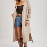 Longline Cardigan Sweater - Oatmeal-Sweaters and Cardigans- Hometown Style HTS, women's in store and online boutique located in Ingersoll, Ontario