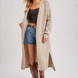 Longline Cardigan Sweater - Oatmeal-Sweaters and Cardigans- Hometown Style HTS, women's in store and online boutique located in Ingersoll, Ontario