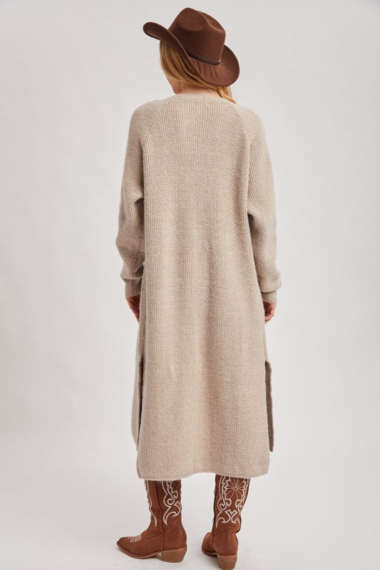 Longline Cardigan Sweater - Oatmeal-Sweaters and Cardigans- Hometown Style HTS, women's in store and online boutique located in Ingersoll, Ontario