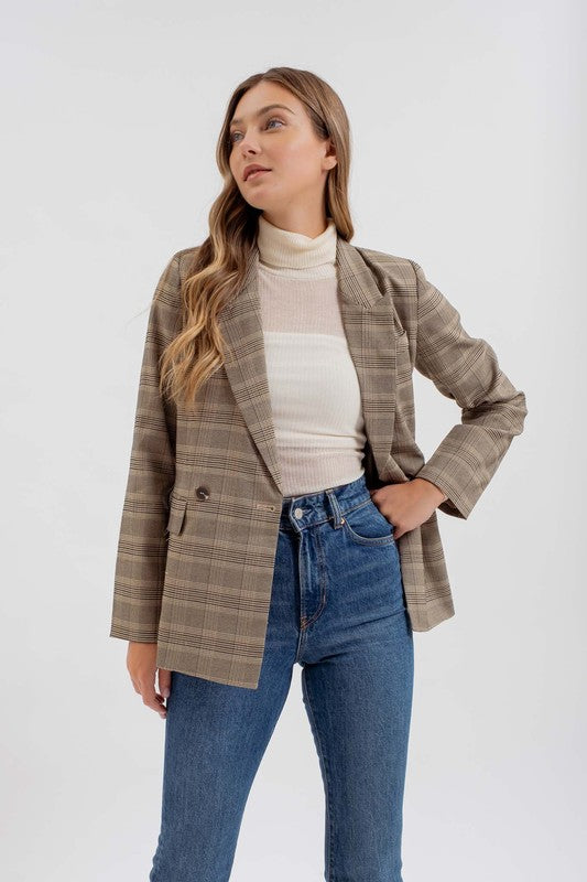 Plaid Blazer-Blazer- Hometown Style HTS, women's in store and online boutique located in Ingersoll, Ontario