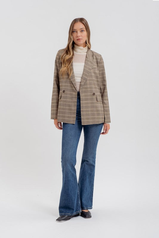 Plaid Blazer-Blazer- Hometown Style HTS, women's in store and online boutique located in Ingersoll, Ontario