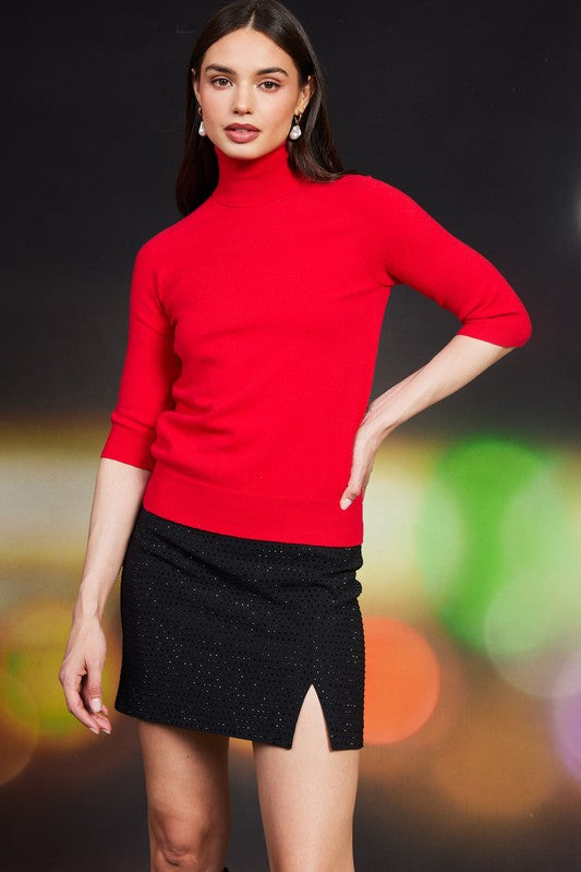 Soft Turtle Neck - Red-Sweater- Hometown Style HTS, women's in store and online boutique located in Ingersoll, Ontario