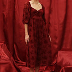 Velvet Floral Twist Front - Burgundy-dress- Hometown Style HTS, women's in store and online boutique located in Ingersoll, Ontario