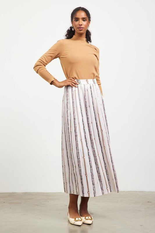 Chain Pleated Midi Skirt-skirt- Hometown Style HTS, women's in store and online boutique located in Ingersoll, Ontario