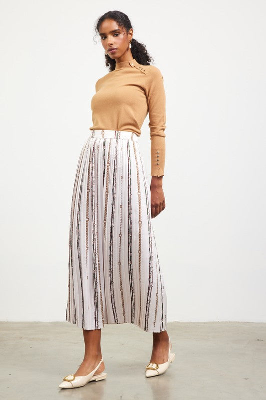 Chain Pleated Midi Skirt-skirt- Hometown Style HTS, women's in store and online boutique located in Ingersoll, Ontario