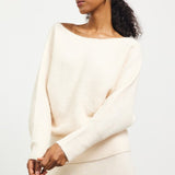 Long Sleeve Boat Neck Ribbed Sweater - Cream-Sweater- Hometown Style HTS, women's in store and online boutique located in Ingersoll, Ontario