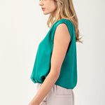 Sleeveless Blouse Top - Green-Tops- Hometown Style HTS, women's in store and online boutique located in Ingersoll, Ontario