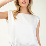 Sleeveless Blouse Top - Off White-Tops- Hometown Style HTS, women's in store and online boutique located in Ingersoll, Ontario