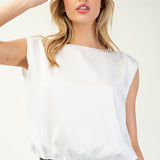 Sleeveless Blouse Top - Off White-Tops- Hometown Style HTS, women's in store and online boutique located in Ingersoll, Ontario