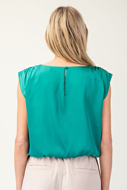 Sleeveless Blouse Top - Green-Tops- Hometown Style HTS, women's in store and online boutique located in Ingersoll, Ontario