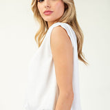 Sleeveless Blouse Top - Off White-Tops- Hometown Style HTS, women's in store and online boutique located in Ingersoll, Ontario
