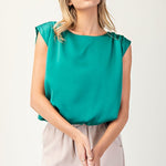 Sleeveless Blouse Top - Green-Tops- Hometown Style HTS, women's in store and online boutique located in Ingersoll, Ontario