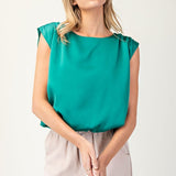 Sleeveless Blouse Top - Green-Tops- Hometown Style HTS, women's in store and online boutique located in Ingersoll, Ontario