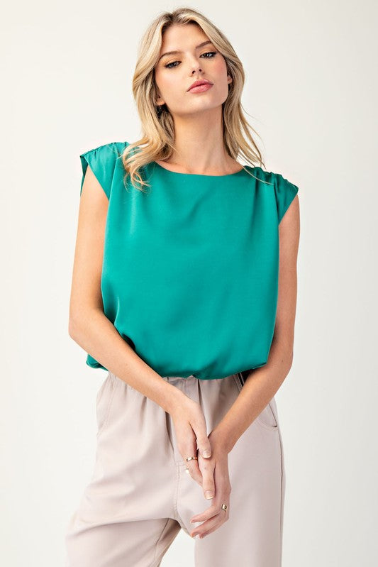 Sleeveless Blouse Top - Green-Tops- Hometown Style HTS, women's in store and online boutique located in Ingersoll, Ontario