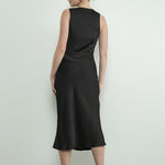 Cowl Satin Midi Dress - Black-dress- Hometown Style HTS, women's in store and online boutique located in Ingersoll, Ontario