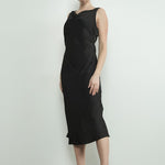 Cowl Satin Midi Dress - Black-dress- Hometown Style HTS, women's in store and online boutique located in Ingersoll, Ontario