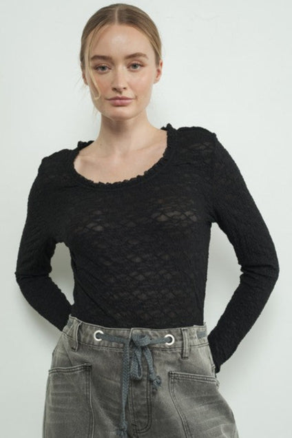 Floral Lace Top - Black-Tops- Hometown Style HTS, women's in store and online boutique located in Ingersoll, Ontario