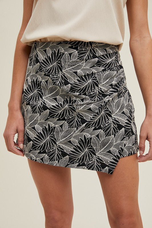 Jacquard Skort - Black/Cream-skirt- Hometown Style HTS, women's in store and online boutique located in Ingersoll, Ontario