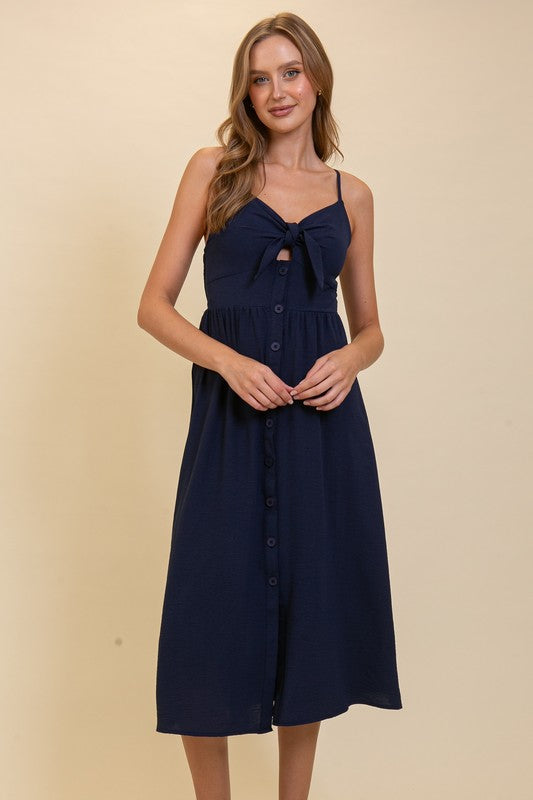 Front Tie Maxi Dress - Navy-dress- Hometown Style HTS, women's in store and online boutique located in Ingersoll, Ontario