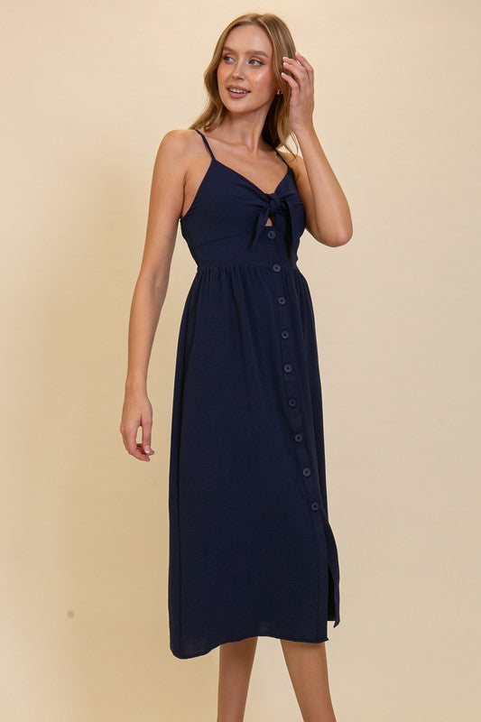 Front Tie Maxi Dress - Navy-dress- Hometown Style HTS, women's in store and online boutique located in Ingersoll, Ontario