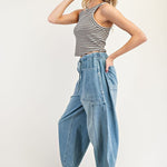 Front Tie Barrel-Pants- Hometown Style HTS, women's in store and online boutique located in Ingersoll, Ontario