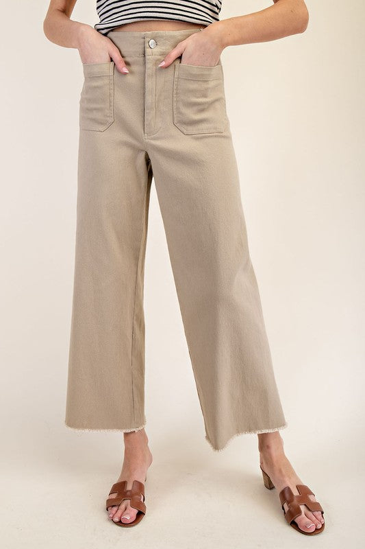 Straight Leg, Front Pocket - Taupe-Pants- Hometown Style HTS, women's in store and online boutique located in Ingersoll, Ontario