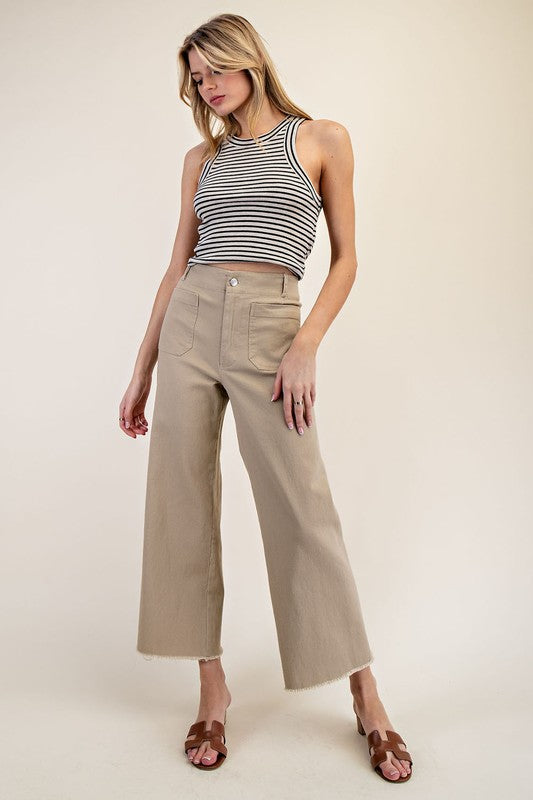 Straight Leg, Front Pocket - Taupe-Pants- Hometown Style HTS, women's in store and online boutique located in Ingersoll, Ontario