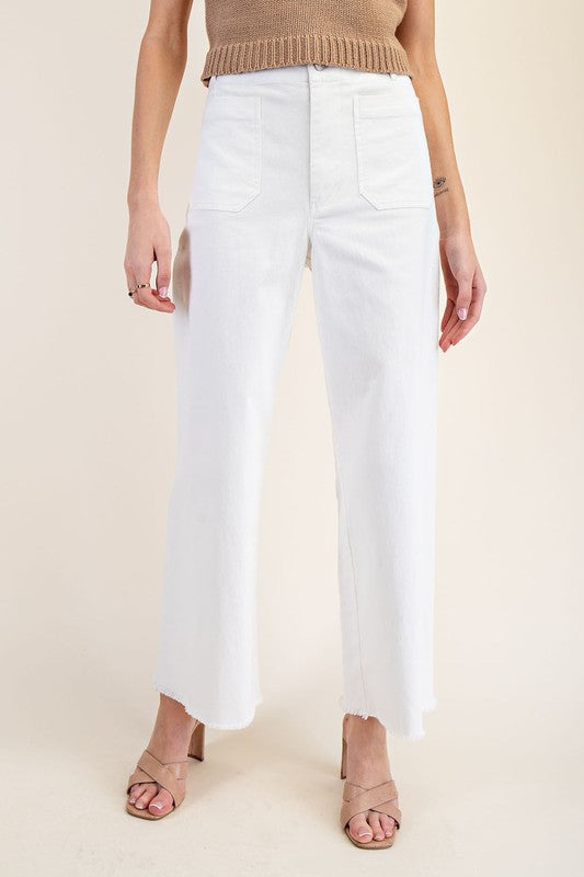 Straight Leg, Front Pocket - White-Pants- Hometown Style HTS, women's in store and online boutique located in Ingersoll, Ontario