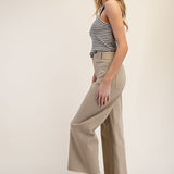 Straight Leg, Front Pocket - Taupe-Pants- Hometown Style HTS, women's in store and online boutique located in Ingersoll, Ontario