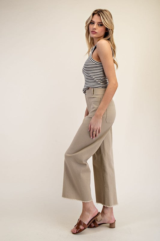 Straight Leg, Front Pocket - Taupe-Pants- Hometown Style HTS, women's in store and online boutique located in Ingersoll, Ontario