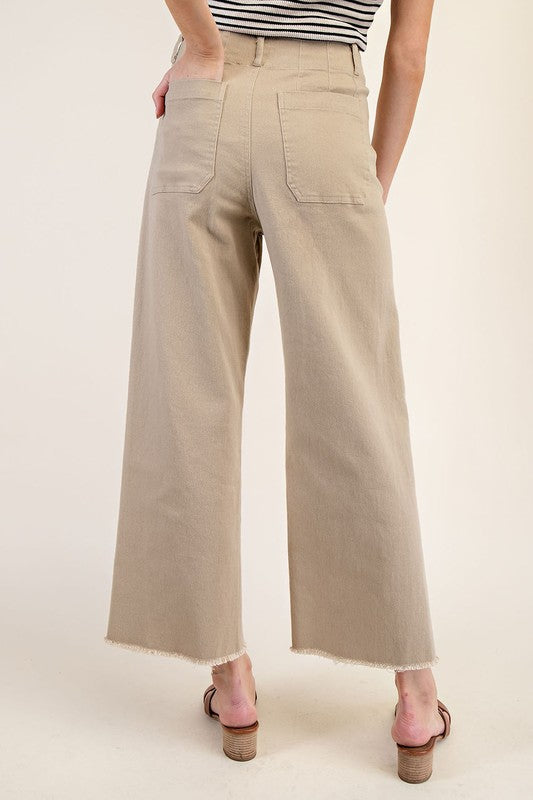 Straight Leg, Front Pocket - Taupe-Pants- Hometown Style HTS, women's in store and online boutique located in Ingersoll, Ontario