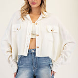 Textured Cropped Pull On - Cream-jacket- Hometown Style HTS, women's in store and online boutique located in Ingersoll, Ontario