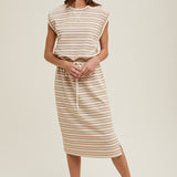 Striped Muscle Tank Dress - Mocha/Cream-Dress- Hometown Style HTS, women's in store and online boutique located in Ingersoll, Ontario