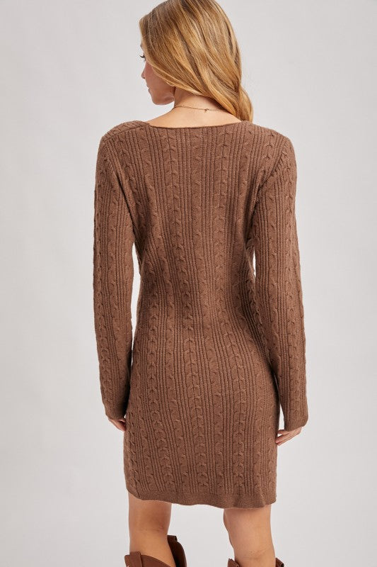 Cable Crossover Knit Dress - Coco-dress- Hometown Style HTS, women's in store and online boutique located in Ingersoll, Ontario