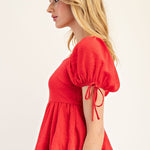 Flowy Puff Sleeve Top - Red-Tops- Hometown Style HTS, women's in store and online boutique located in Ingersoll, Ontario