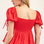 Flowy Puff Sleeve Top - Red-Tops- Hometown Style HTS, women's in store and online boutique located in Ingersoll, Ontario