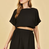 Cropped Airflow Top - Black-Tops- Hometown Style HTS, women's in store and online boutique located in Ingersoll, Ontario