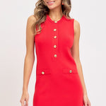 Sleeveless Knit Dress - Red-dress- Hometown Style HTS, women's in store and online boutique located in Ingersoll, Ontario