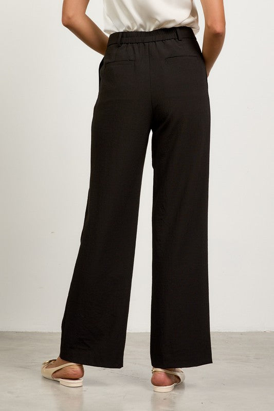 Pleated Wide Leg Pants - Black-dress pants- Hometown Style HTS, women's in store and online boutique located in Ingersoll, Ontario