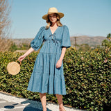 Denim Tiered Midi Dress-dress- Hometown Style HTS, women's in store and online boutique located in Ingersoll, Ontario