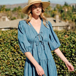Denim Tiered Midi Dress-dress- Hometown Style HTS, women's in store and online boutique located in Ingersoll, Ontario