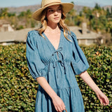 Denim Tiered Midi Dress-dress- Hometown Style HTS, women's in store and online boutique located in Ingersoll, Ontario