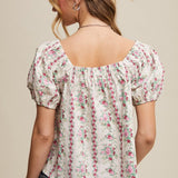 Floral Puff Sleeve Blouse - Pink-Tops- Hometown Style HTS, women's in store and online boutique located in Ingersoll, Ontario