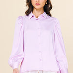 Long Sleeve Recycled Polyester Blouse - Lavender-blouse- Hometown Style HTS, women's in store and online boutique located in Ingersoll, Ontario