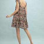 Floral Tiered Mini Dress - Espresso-dress- Hometown Style HTS, women's in store and online boutique located in Ingersoll, Ontario