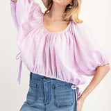 Puff Sleeve Scoop Neck - Lilac-blouse- Hometown Style HTS, women's in store and online boutique located in Ingersoll, Ontario