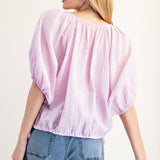 Puff Sleeve Scoop Neck - Lilac-blouse- Hometown Style HTS, women's in store and online boutique located in Ingersoll, Ontario